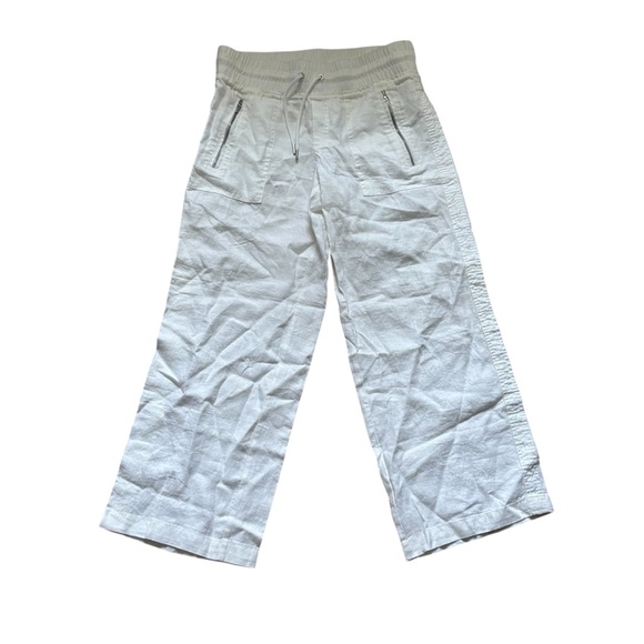 Athleta Cabo Linen Wide Leg Pants Womens Size 4P Petite New with tag White - Picture 2 of 7